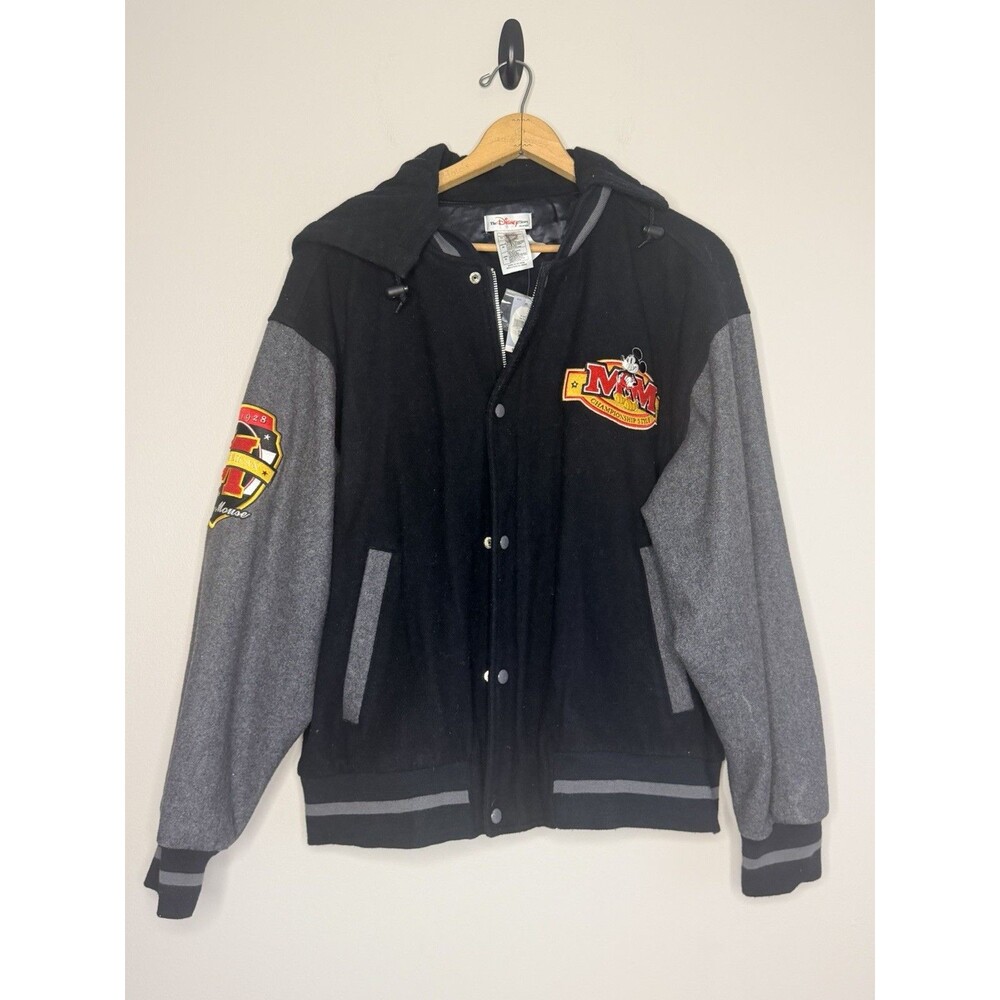 Vintage 90s Disney Store Mickey Mouse Varsity Jacket NWT Deadstock Hooded XL